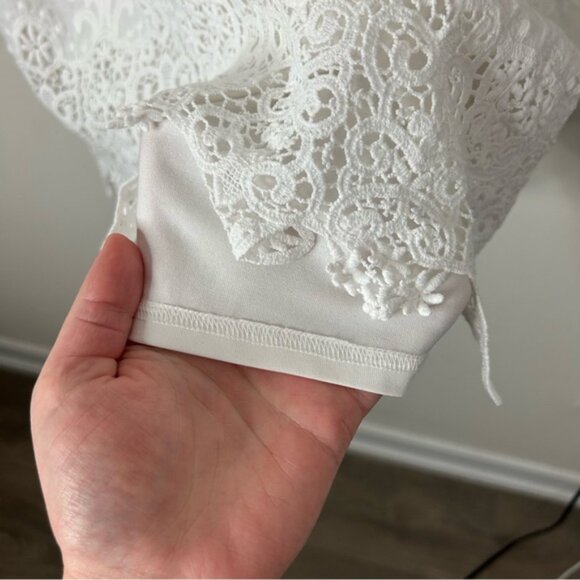 DRY LAKE Women’s Mini Dress White Sleeveless lace detail Cotton V-neck Small - Picture 6 of 10